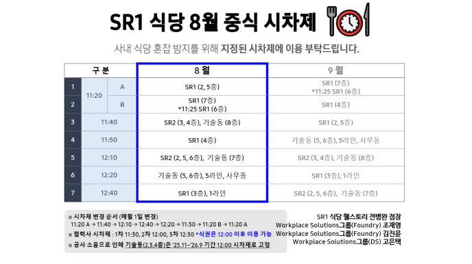 8월 중식 시차제
