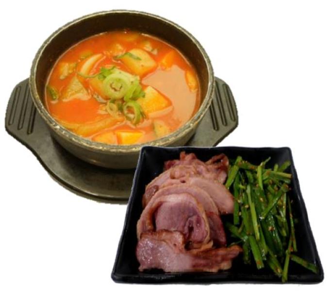 훈제오리&부추생채
